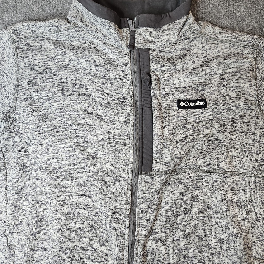 Columbia Mens Sweater Weather Knit Fleece Jacket Full Zip Gray Size XXL
